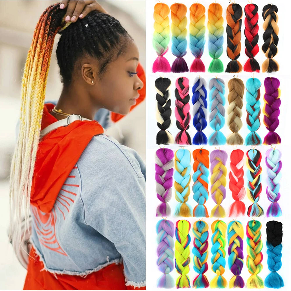 LiangMo 100 г 24 дюйма синтетические одноцветные розовые Светящиеся Волосы Омбре для