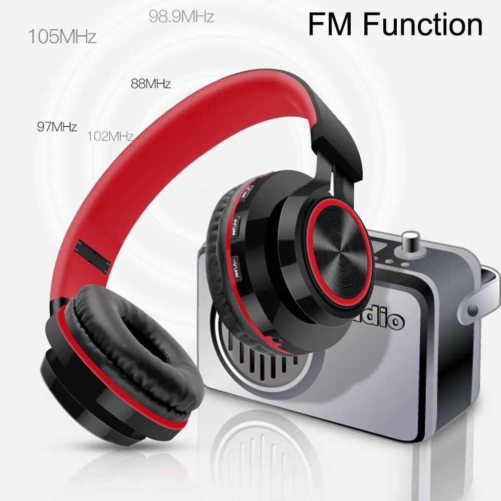 Беспроводные Bluetooth Складные Наушники Hi-Fi стерео гарнитура с микрофоном SD/TF карты 4