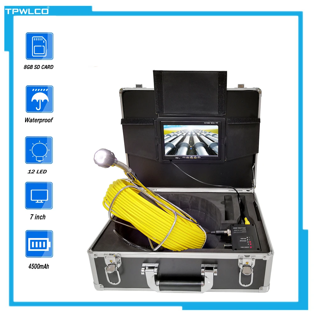 Эндоскоп для трубопровода с ЖК дисплеем 7 дюймов камера осмотра подводная
