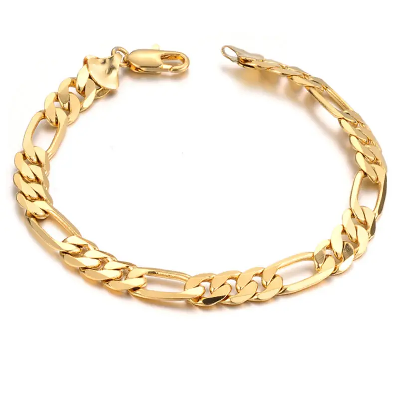 

Hot Fashion Bracelet for Men Curb Chain Link Fashion Male Bracelet Jewelry New Gold Plating Bracelet Decor Gifts