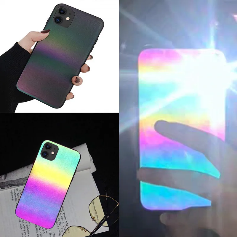

Cool Glowing Rainbow Phone Case for iphone 11 Pro XS MAX X XR 7 8 Plus Luxury Sparkle Bling Gradient Color Hard Protective Cover