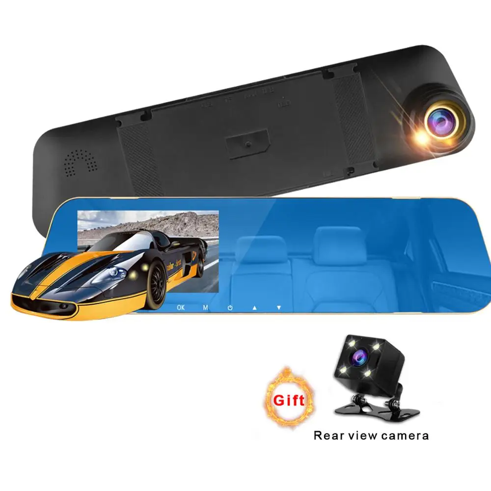 4 3 дюймов Автомобильный видеорегистратор зеркало Камера HD 1080P заднего вида