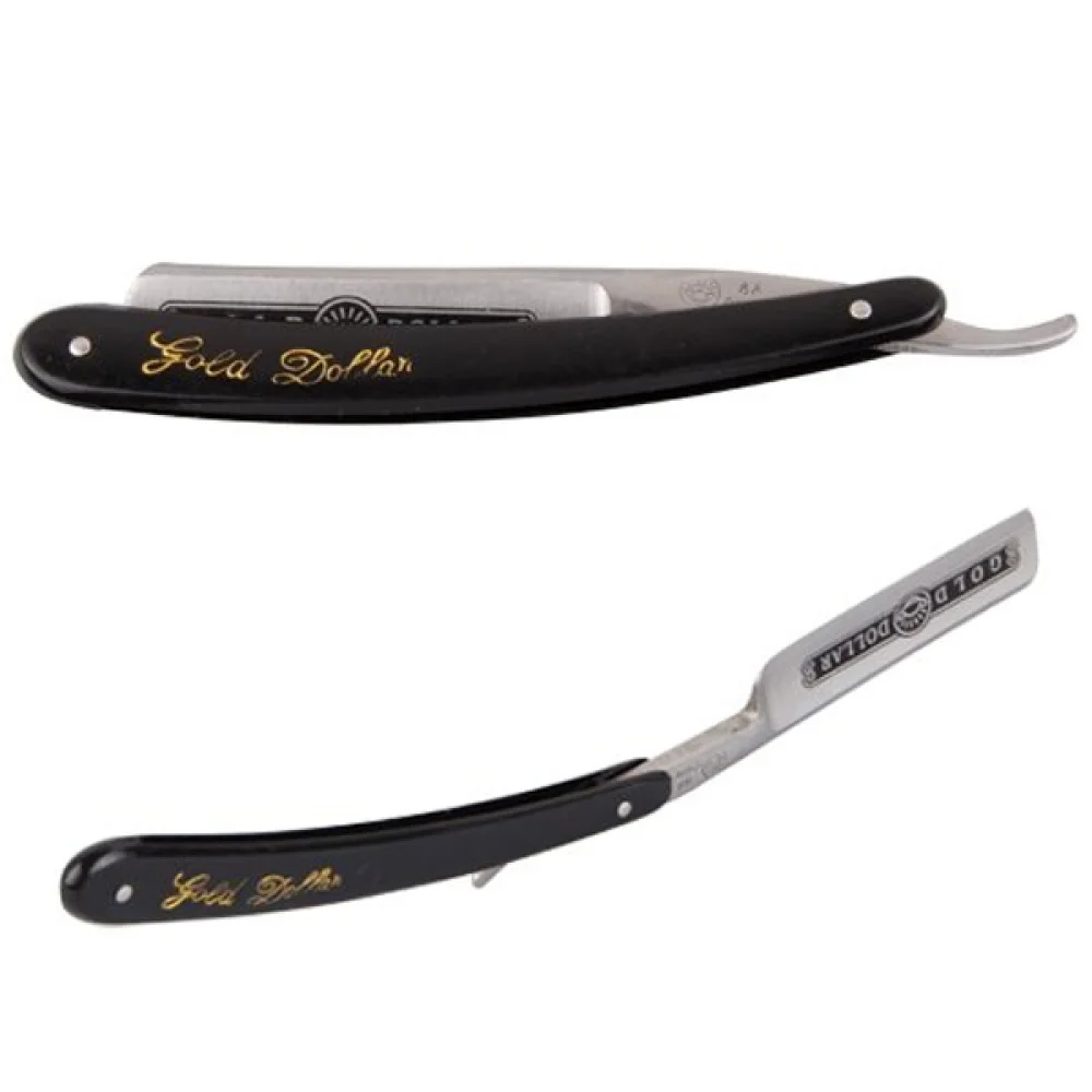 

Gold Dollar 66 Classic Steel Straight Edge Salon Barber Shaving Razor Shaver (Black+Silver)