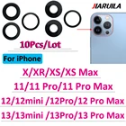 10 шт., 100% оригинальный объектив задней камеры на клейкой основе для Iphone X XR XS 11 12 13 Pro Max 12 mini