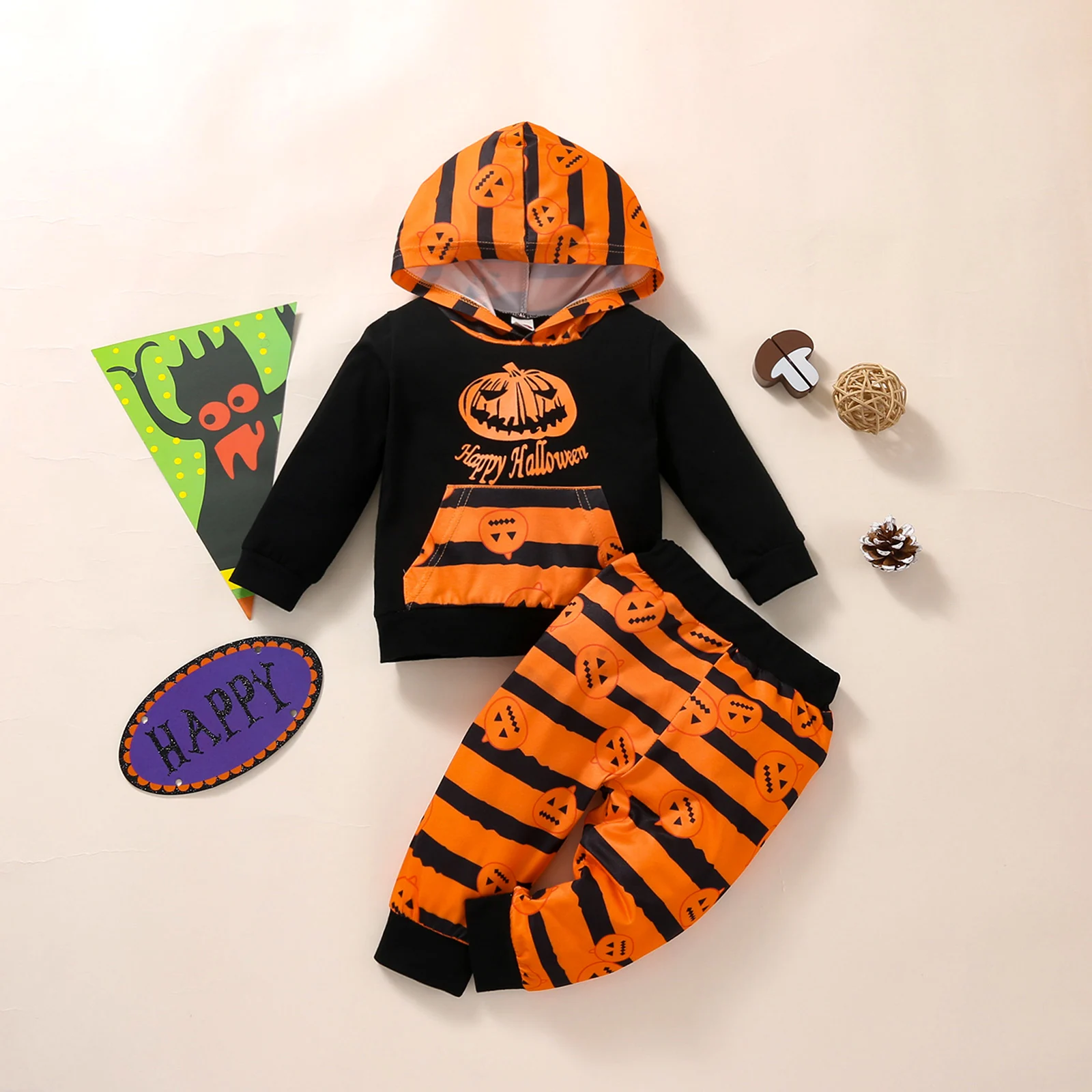 

1set Black and Yellow Autumn Newborn Infant Baby Boy Clothes Set Casual Hooded Pocket Tops Pants Outfits Baby Boy Costumes 7m-6T