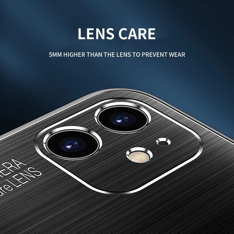 Laser Metal Brushed Mobile Phone Case For iPhone 13 12 11 Pro XS Max XR X 7 8 6 S SE 2022 Anti-drop All-inclusive Capa Capinhas