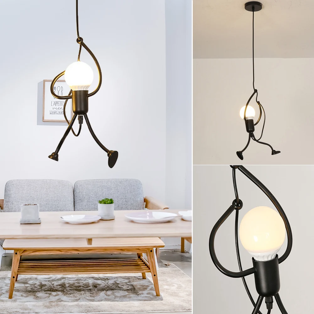1 шт. черный Винтаж Творческий подвесной светильник в помещении железная люстра s