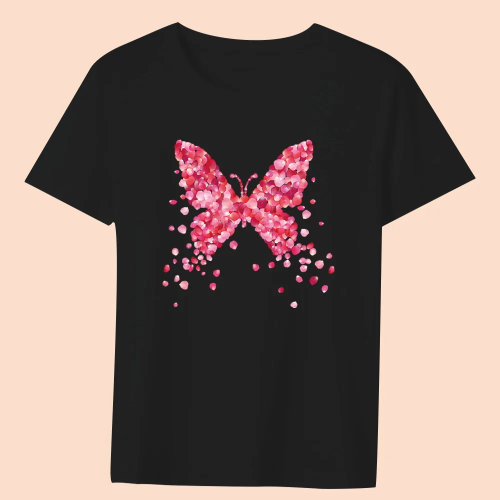 Женские футболки с цветочным принтом бабочки мультфильма уличная одежда круглым