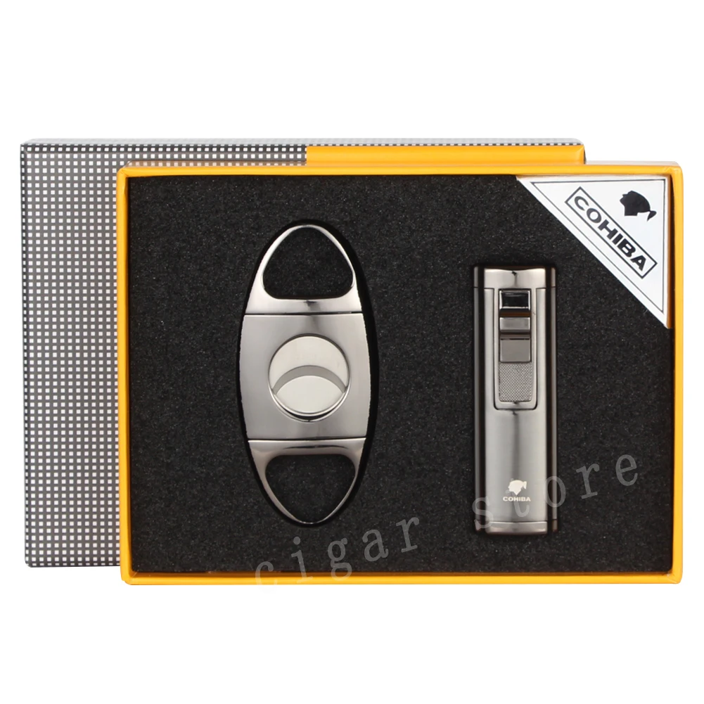 COHIBA Крутые гаджеты металлическая коробка для сигар резак Зажигалка Набор Острые