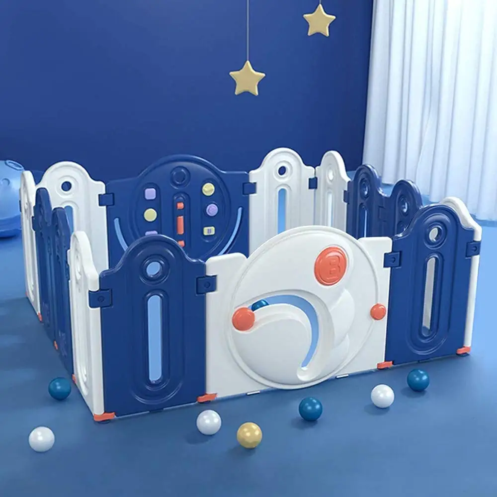 

Children Playpen 14 Panel Foldable With Door Toys Toddlers Crawling Fences Protected Grids Activity Space For Indoors Outdoors