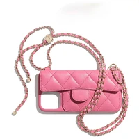 luxury cc brand gold ball chain strip crossbody card bag women case for iphone 12 11 pro xsmax xr 7 8 plus cover phone accessory