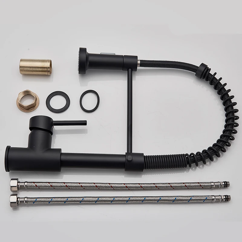 

Black Multi-Color Kitchen Sink Faucet Dual Water Mode Spout Pull Down 360 Rotation Faucet Deck Mounted Hot Cold Water Mixer Tap