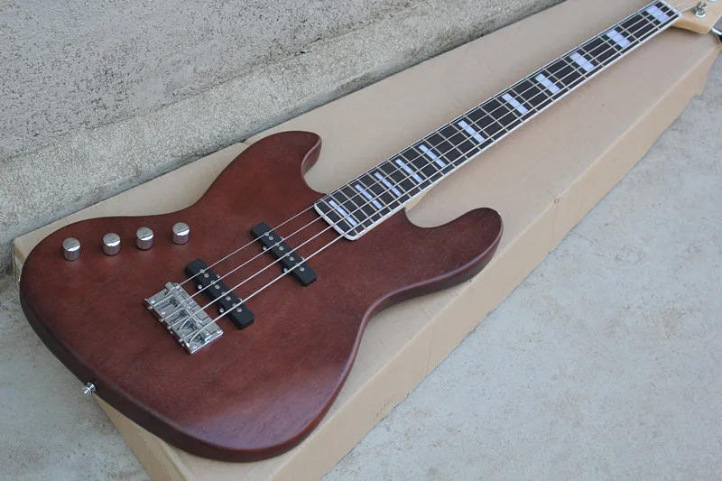 

Free Shipping Left Hand new brown jazz 4 String electric bass Guitar with Active Pickups 01