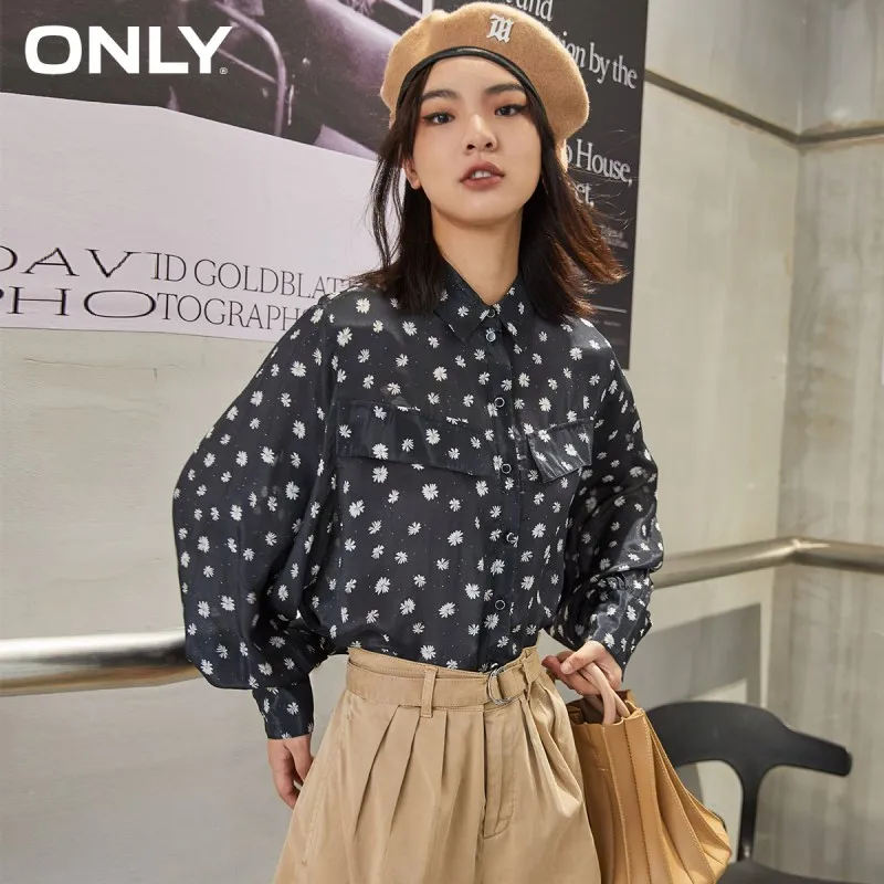 

ONLY summer design niche long-sleeved daisy loose chiffon shirt female | 120305028