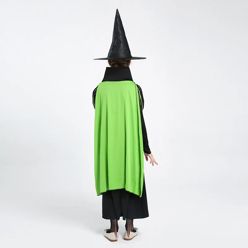 

Halloween girl witch costume Black and green witch costume carnival party comedy performance costume