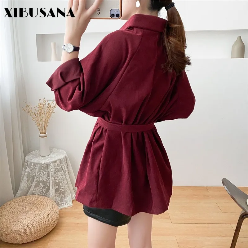 

Women Loose Shirt Autumn Winter Fashion Full Sleeve Casual Corduroy Shirts Female Streetwear Vintage Long Blouse Tops Oversize