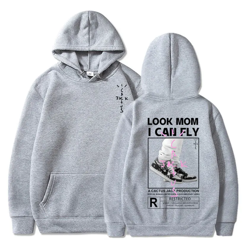 Classic Black White LOOK MOM I CAN FLY Travis Scott Logo Print Hoodie Fashion Men Women Fleece Cactus Jack Hoodies Sweatshirt