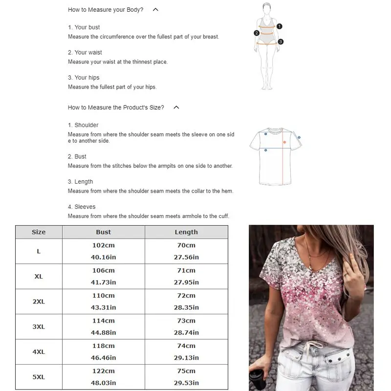 

Summer Casual Short Sleeve Woman Tshirts Flower Printed Shaped Faded Street Female V-Neck Loose Ladies Tops Pullover Plus Size