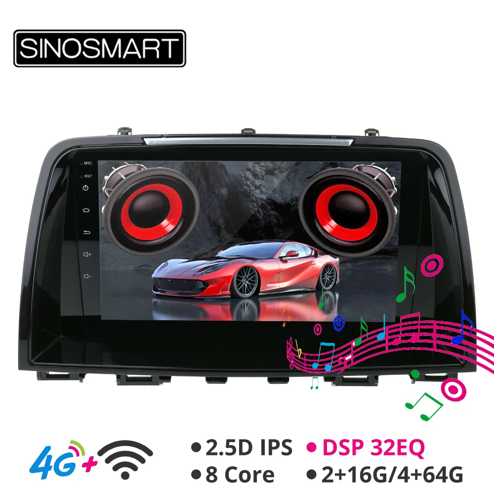 SINOSMART Android 8,1 поддержка Bose аудио родная камера DSP Автомобильный навигатор gps плеер для Mazda 6 Atenza 2012- ips/QLED экран