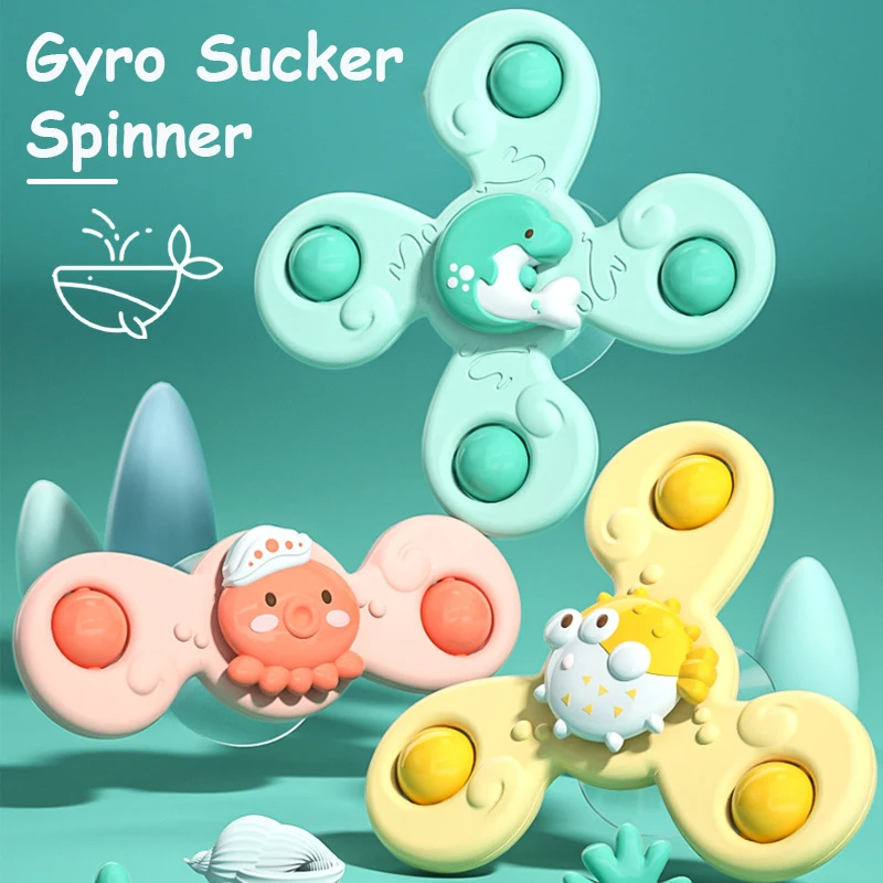 

3PCS/Set Baby Toy Insect Gyro Sucker Spinner Desktop Montessori Touch Sensory Spin Rattle Set Educational For Infant Gift