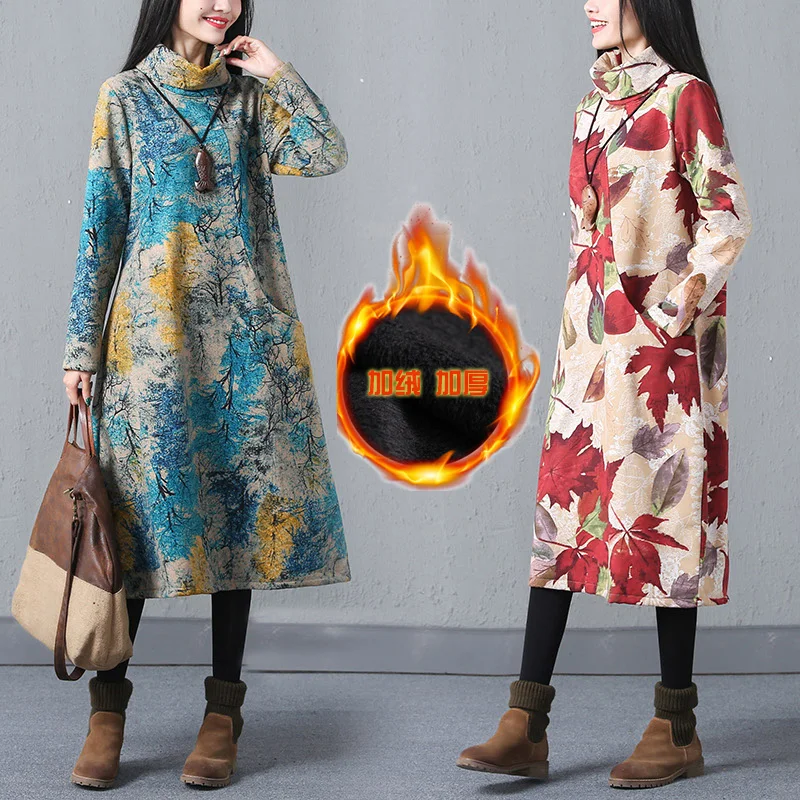 Женское флисовое платье джемпер с длинным рукавом свободного покроя|Женские