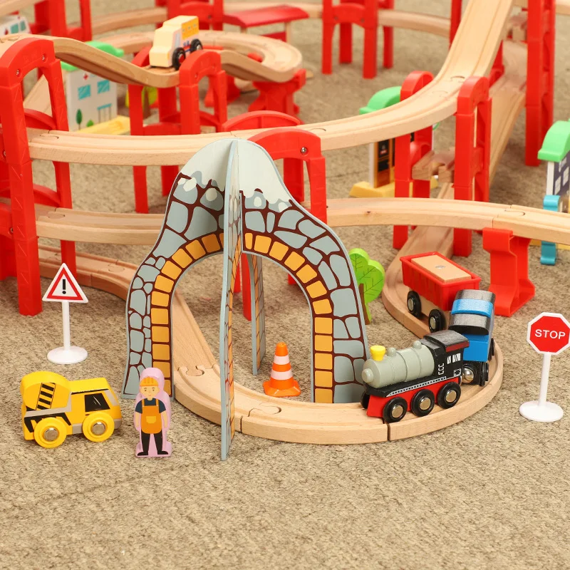 Деревянная железная дорога большой деревянный трек игрушки электрический