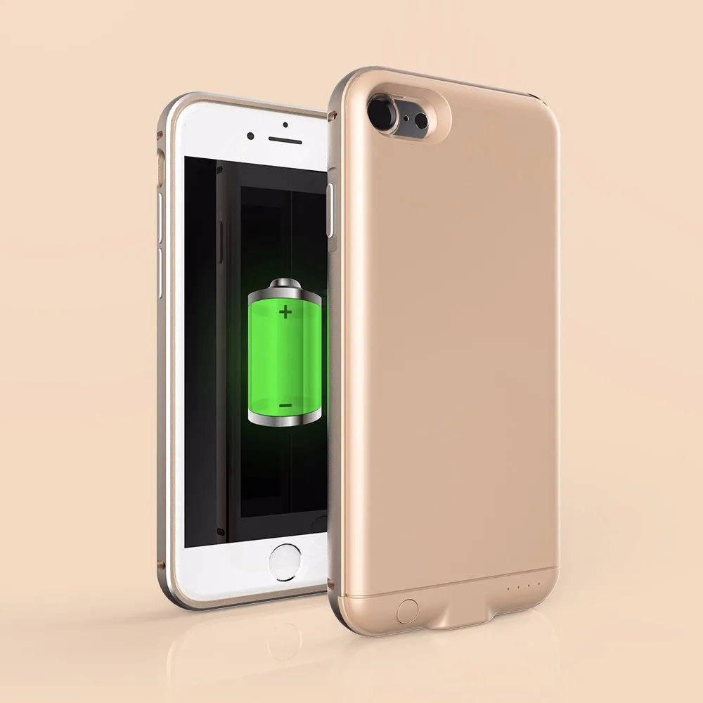 Для Iphone 7 Plus, чехол для батареи, 4000 мА/ч, металлическая рамка, внешний аккумулятор, зарядное устройство, чехол для Iphone 7 plus, чехол для батареи - Цвет: Золотой