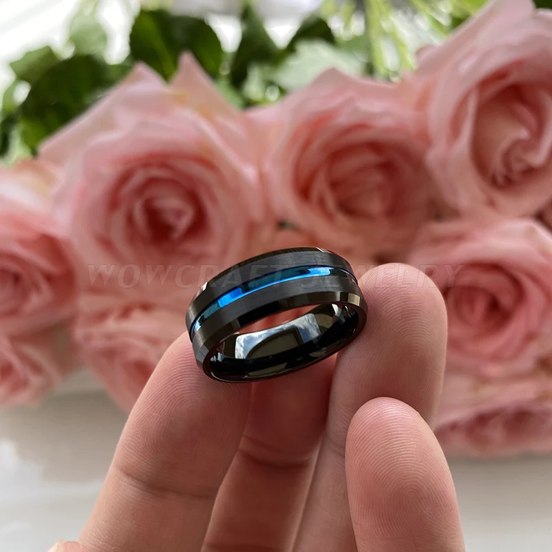 8 мм черные синие вольфрамовые кольца для мужчин женщин матовая отделка