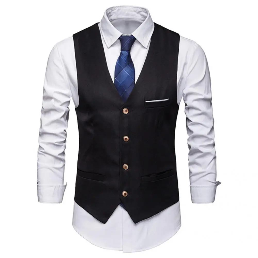 

Business Vest Popular Single-Breasted Male Suit Vest Pockets Handsome Suit Vest