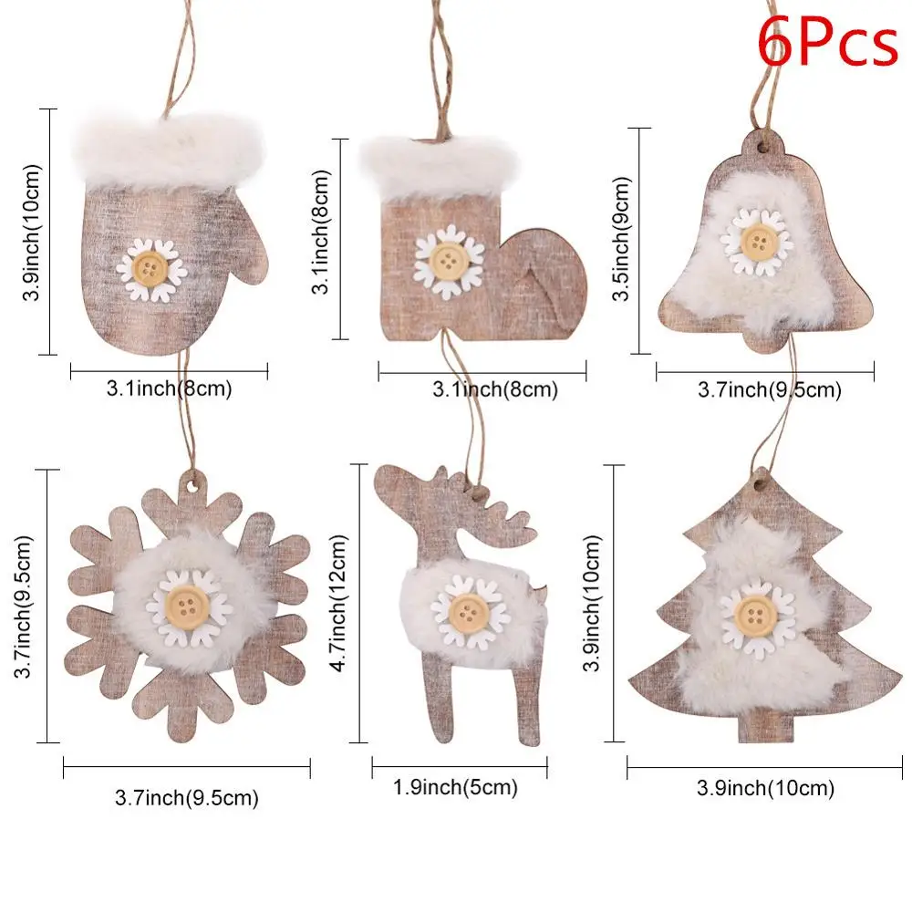 6Pcs Wood Ornament OurWarm 24 шт. рождественские деревянные зажимы Санта Клаус DIY ремесло фото зажимы декоративные прищепки рождественские украшения для дома - Цвет: 6Pcs Wood Ornament