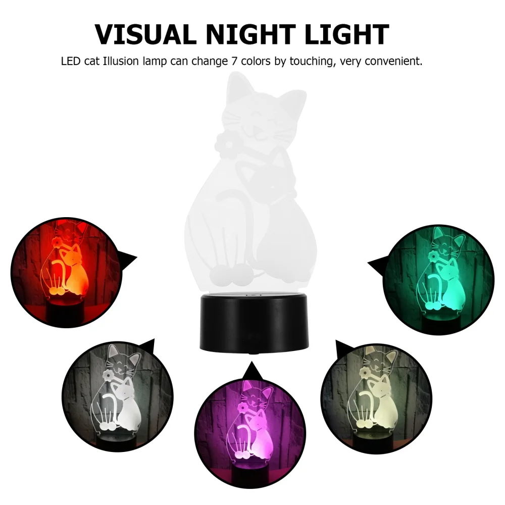 

Touching Light Colorful LED 3D Cat Night Light Creative Visual Touch Lamp