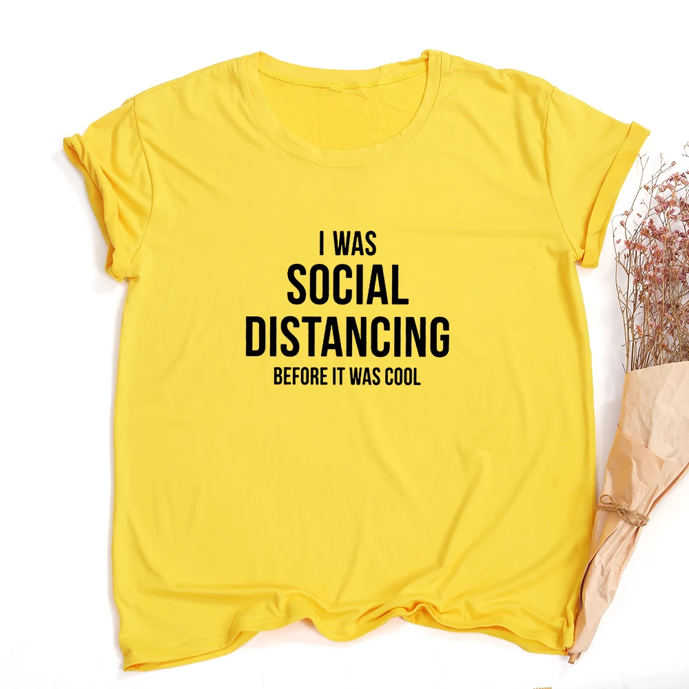 Я был социальных отдаление футболка футболки с буквенным принтом летние модные