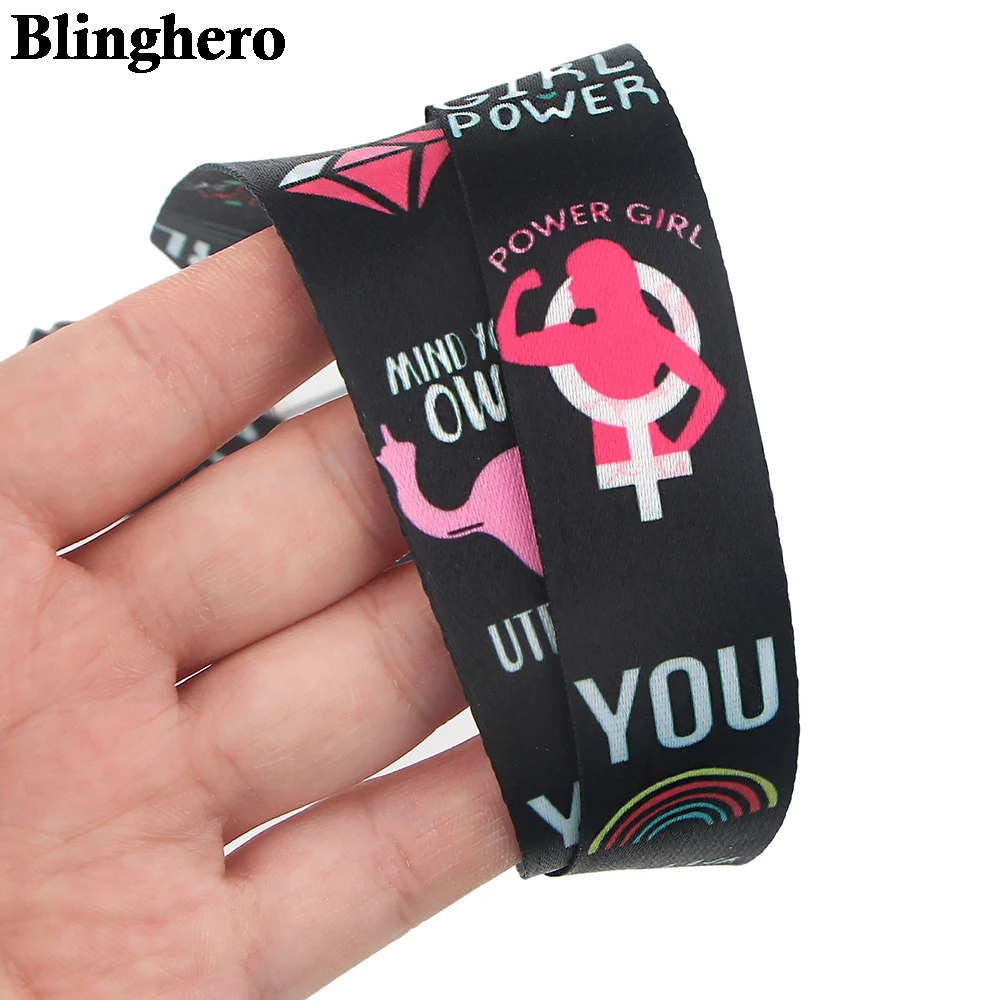 CA1476 Feminism Keychain Lanyards Badge Id Holder ID Card Pass Cell Phone USB Neck Straps Key Band Gift for women | Мобильные
