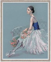 higher cotton beautiful counted cross stitch kit ballerina ballet dancer with flower bouquet dancing