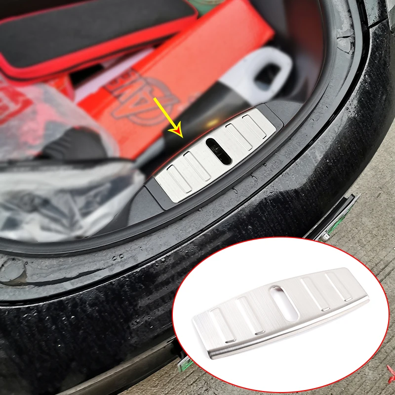 

For Tesla Model 3 Car Styling Stainless Steel Brushed Silver Front Trunk Cover Guard Trim Car Accessories