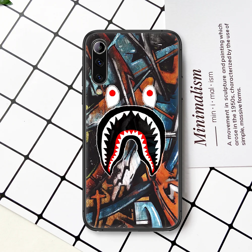 

Fashion Trend Shark Bape Phone Case Cover For Xiaomi Redmi Note K 4 5 6 7 8 9 10 20 30 3 A X Pro Ultra black Bumper 3D Shell