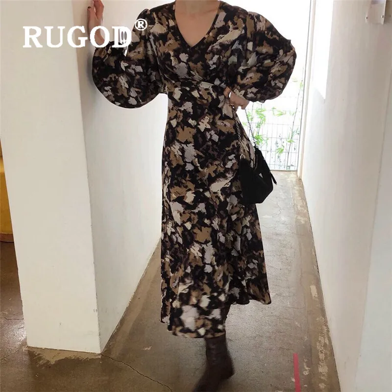 Женское платье макси в стиле бохо RUGOD Элегантное повседневное с рукавами летучая