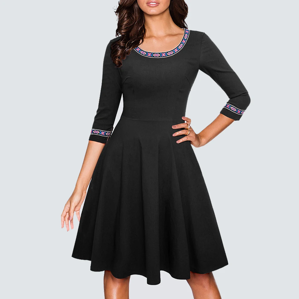 Женское винтажное ретро платье с вышивкой вечерние платья новинка весна-осень