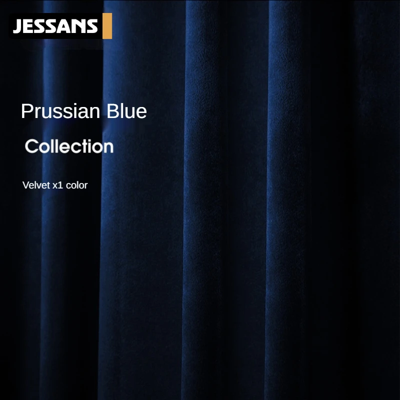 

Light Luxury Velvet Curtain Dark Blue Series Pure Color Blackout Curtains Blackout Cloth Curtains for Living Dining Room Bedroom