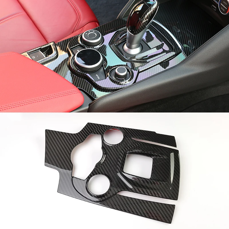

Центральная консоль из углеродного волокна LHD, панель переключения передач, боковая полоса, крышка внутренней отделки для Alfa Romeo Giulia 952 2017-2020