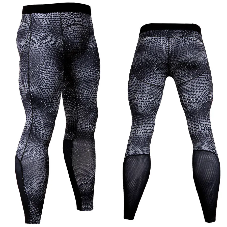 New compression gym sweatpants bodybuilding pants snake pattern men's sports tights fitness running leggings 3D