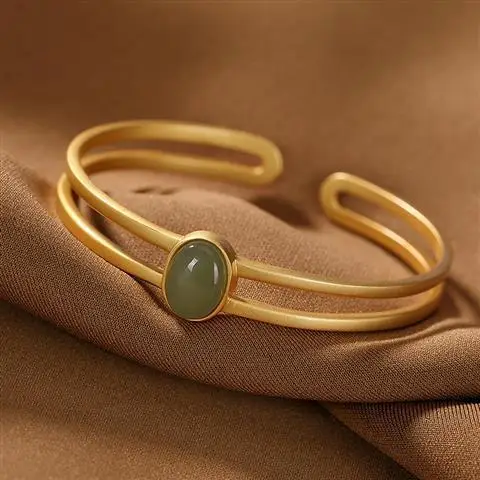 

new inlaid natural Hetian Chalcedony South Natural jade Bracelet Chinese style retro charming lady adjustable brand jewelry