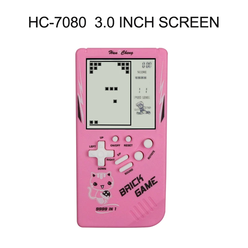 HC-7080 Pink Тетрис Ручной игровой плеер ЖК-электронные игровые игрушки Карманная игровая консоль классическое детство для подарка - Цвет: HC-7080 Pink
