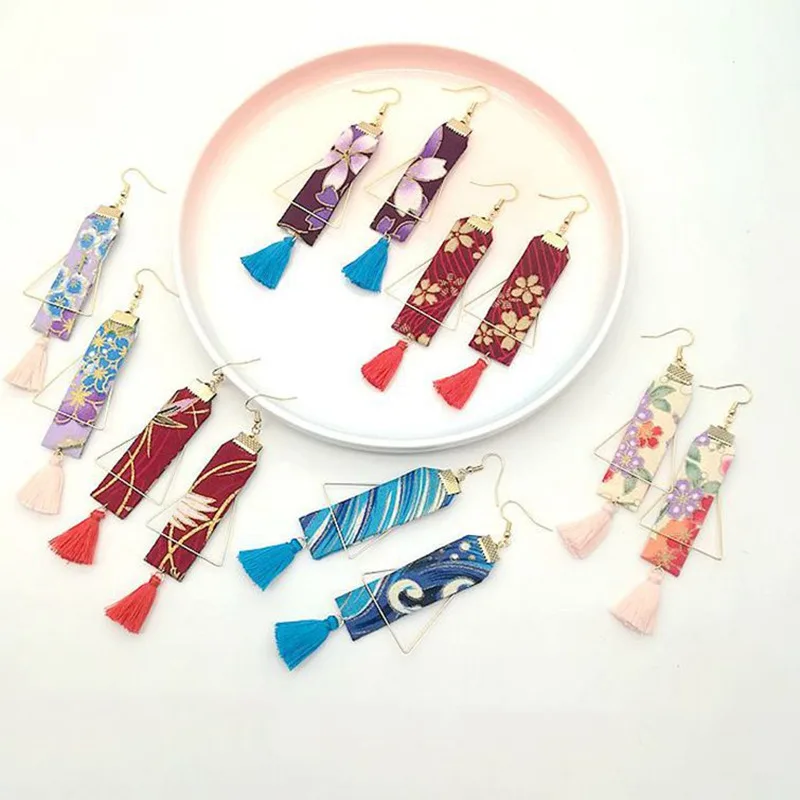 DoreenBeads модные популярные этнические серьги ретро ткань цветочный узор кулон