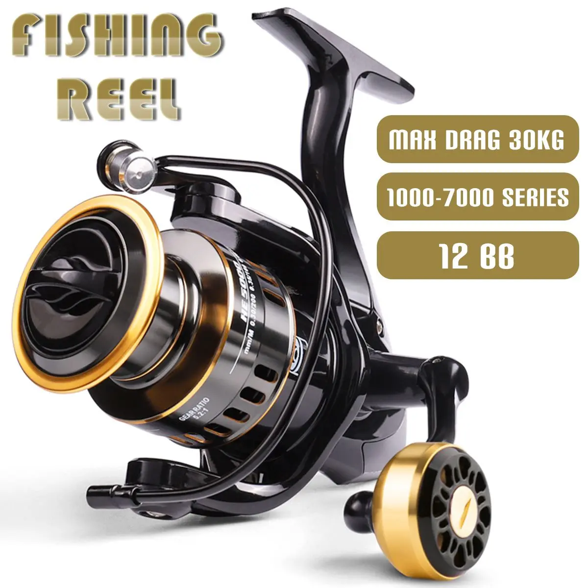 

12+1BB Spinning reels 30KG Max Drag Carrete de pesca 5.2:1 Metal Stainless Steel Fishing Reel Saltwater Reel for Fishing