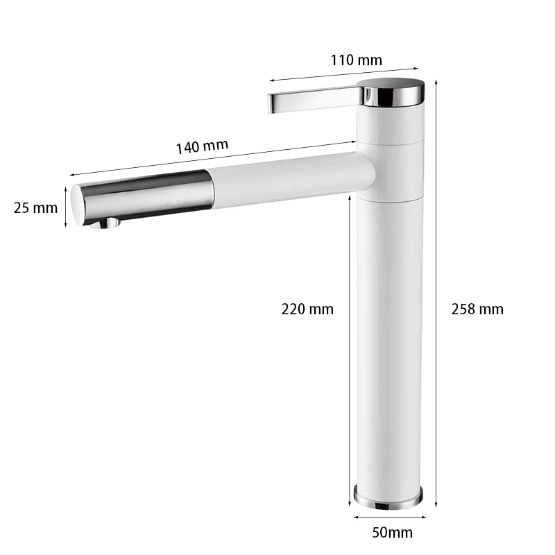 Contemporary Bathroom Sink Faucet with Rotating Spout 11.2 Inch Tall Vessel White+Silver | Обустройство дома