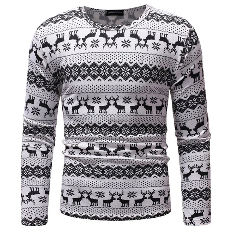 Новинка 2019 зимний мужской свитер модный с круглым вырезом и оленем корейский