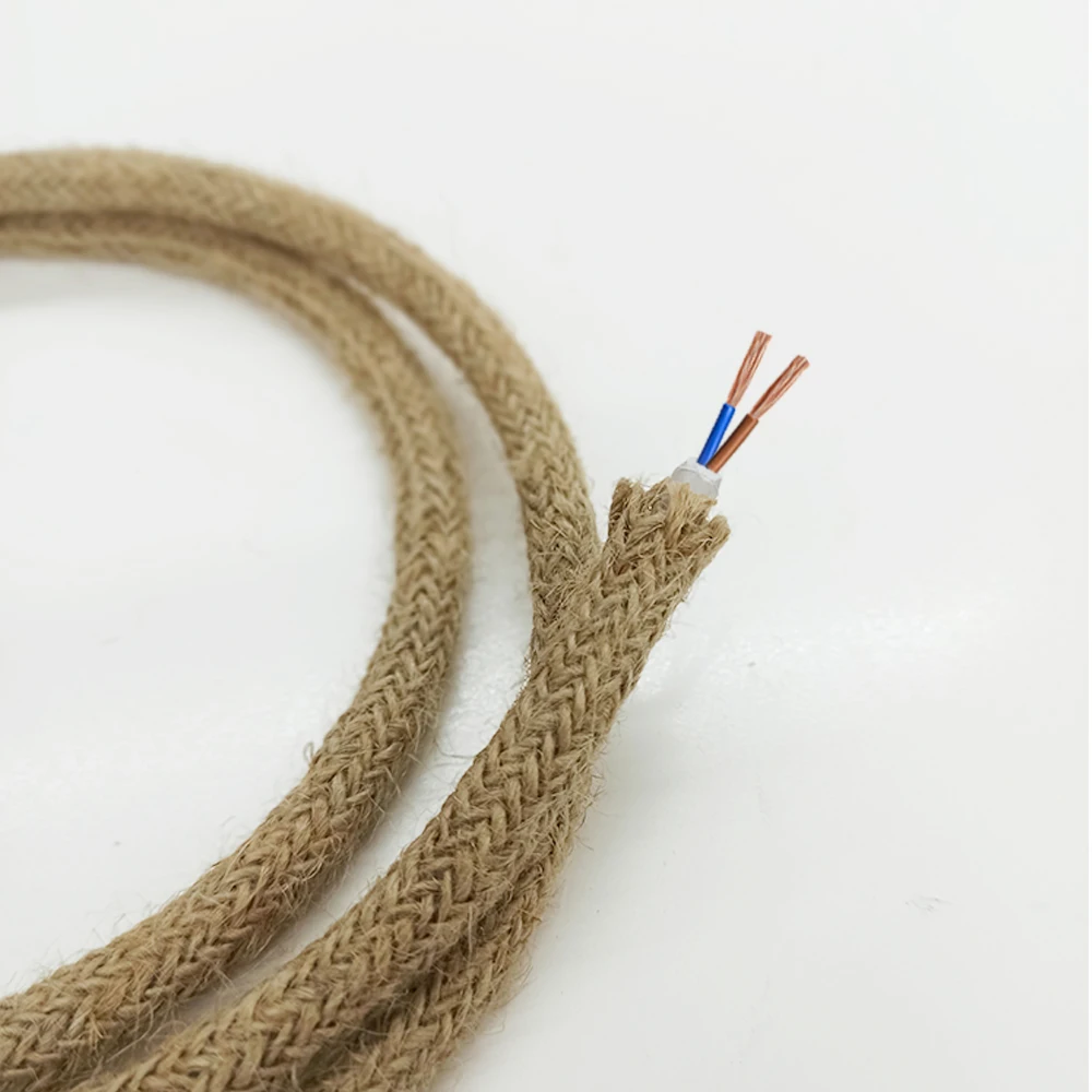 Винтажный Электрический провод 2 ядра 3 плетеный из пеньковой веревки гибкий