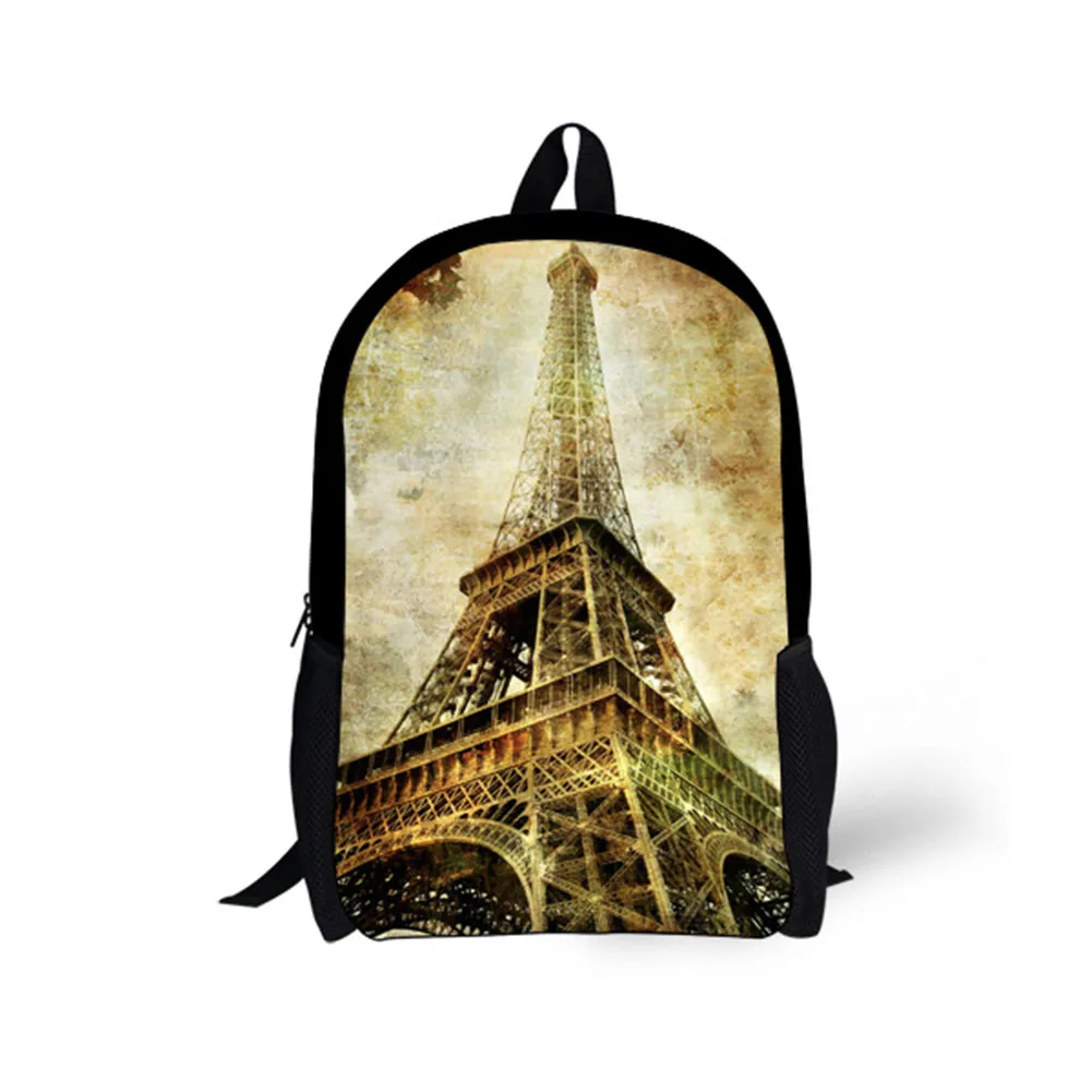 Рюкзак с рисунком Эйфелевой башни для подростков школьные ранцы унисекс