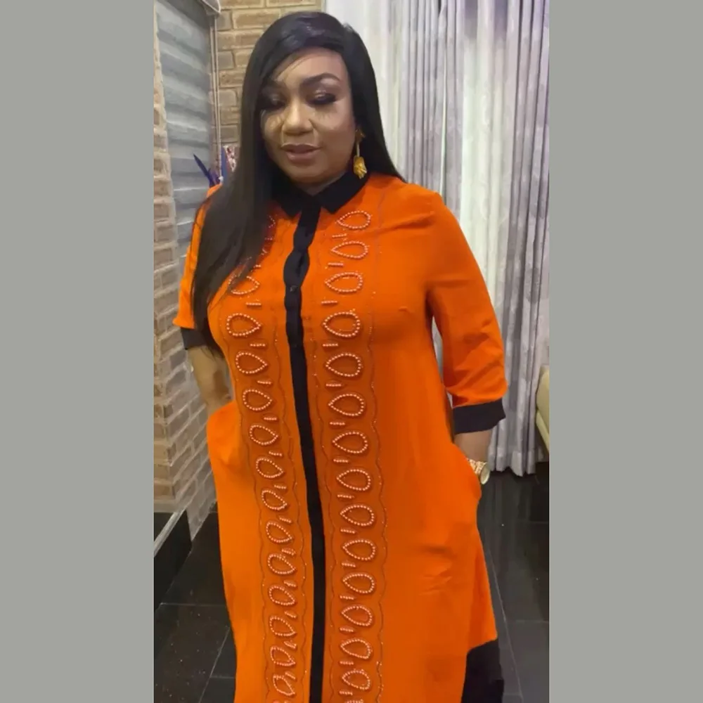 

Африканские платья для женщин 2021 летняя африканская одежда Дашики бриллиантовые бусины Boubou Африканский халат Bazin богатые африканские плат...